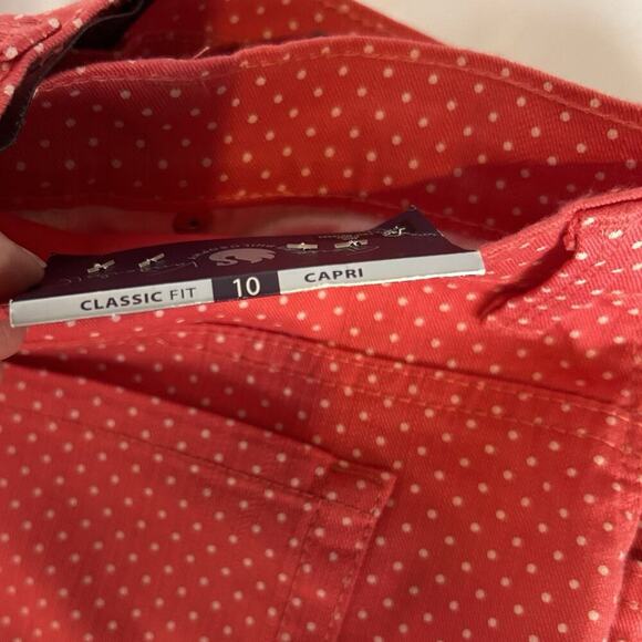 Gloria Vanderbilt NEW AMANDA Capri Jean Classic Fit Size 10-CORALw/Polka Dot NWT - Picture 14 of 14